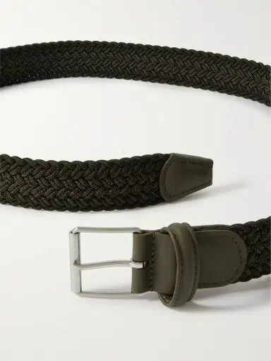 Anderson's 3.5cm Leather-Trimmed Woven Belt - Men | Thumbnail 2