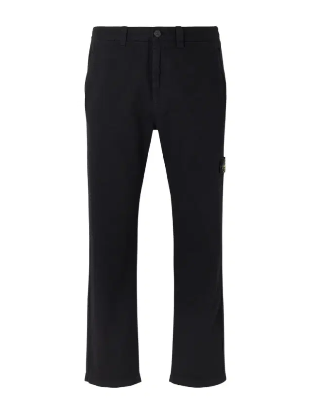Stone Island Logo-Appliquéd Straight-Leg Herringbone Cotton Trousers - Men