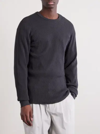 Aaron Levine Waffle-Knit Cotton Sweater - Men | Thumbnail 3 Aaron Levine Waffle-Knit Cotton Sweater - Men | Thumbnail 3