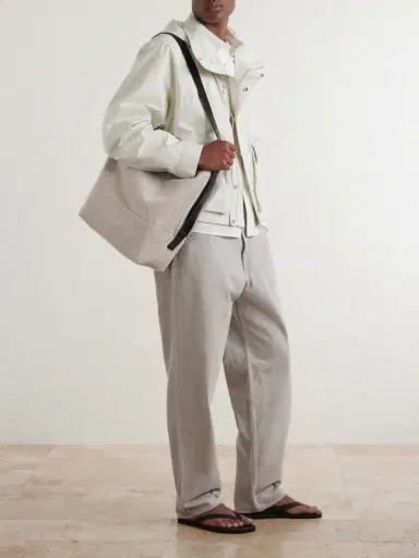 Lemaire Leather-Trimmed Canvas Tote Bag - Men | Thumbnail 2 Lemaire Leather-Trimmed Canvas Tote Bag - Men | Thumbnail 2