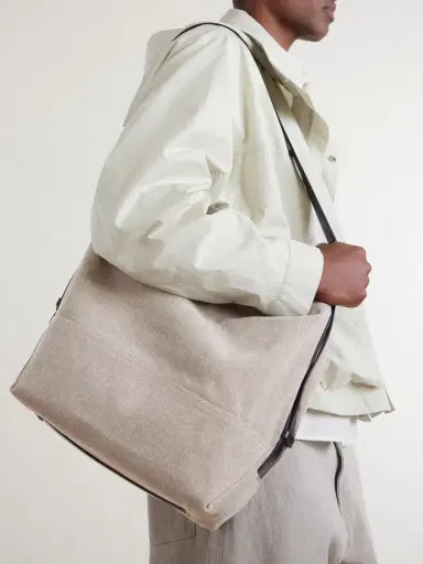 Lemaire Leather-Trimmed Canvas Tote Bag - Men | Thumbnail 3 Lemaire Leather-Trimmed Canvas Tote Bag - Men | Thumbnail 3