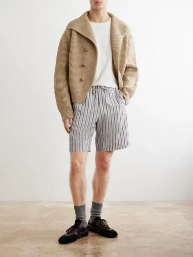 Dries Van Noten Piperi Straight-Leg Striped Cotton Shorts - Men | Thumbnail 2