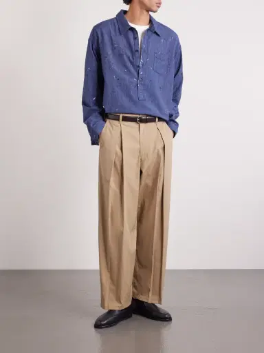 Monitaly Ekusy Wide-Leg Cropped Pleated Cotton Trousers - Men | Thumbnail 2 Monitaly Ekusy Wide-Leg Cropped Pleated Cotton Trousers - Men | Thumbnail 2