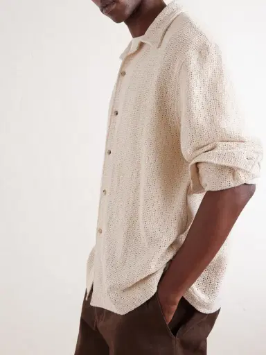 De Bonne Facture Holiday Camp-Collar Crocheted Cotton Shirt - Men | Thumbnail 5 De Bonne Facture Holiday Camp-Collar Crocheted Cotton Shirt - Men | Thumbnail 5