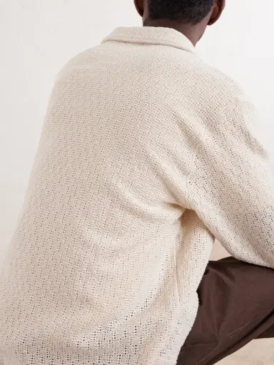 De Bonne Facture Holiday Camp-Collar Crocheted Cotton Shirt - Men | Thumbnail 6 De Bonne Facture Holiday Camp-Collar Crocheted Cotton Shirt - Men | Thumbnail 6
