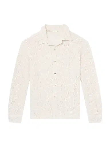 De Bonne Facture Holiday Camp-Collar Crocheted Cotton Shirt - Men | Thumbnail 1 De Bonne Facture Holiday Camp-Collar Crocheted Cotton Shirt - Men | Thumbnail 1