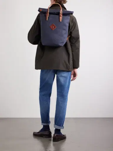 Bleu de Chauffe Woody Leather-Trimmed Waxed Cotton-Canvas Backpack - Men | Thumbnail 3