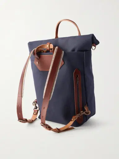 Bleu de Chauffe Woody Leather-Trimmed Waxed Cotton-Canvas Backpack - Men | Thumbnail 4