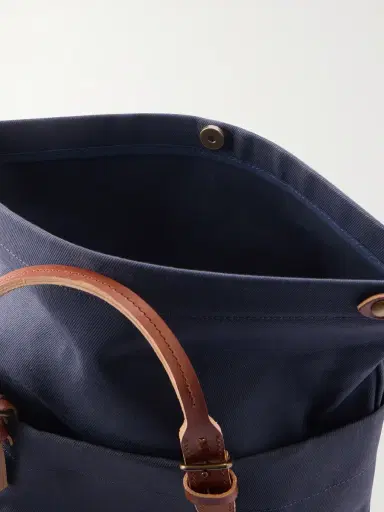 Bleu de Chauffe Woody Leather-Trimmed Waxed Cotton-Canvas Backpack - Men | Thumbnail 6