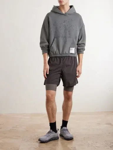 Satisfy Logo-Print Distressed Cotton-Jersey Hoodie - Men | Thumbnail 2 Satisfy Logo-Print Distressed Cotton-Jersey Hoodie - Men | Thumbnail 2
