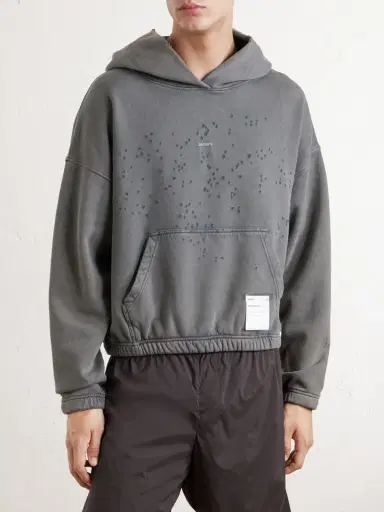 Satisfy Logo-Print Distressed Cotton-Jersey Hoodie - Men | Thumbnail 3 Satisfy Logo-Print Distressed Cotton-Jersey Hoodie - Men | Thumbnail 3