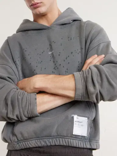 Satisfy Logo-Print Distressed Cotton-Jersey Hoodie - Men | Thumbnail 6 Satisfy Logo-Print Distressed Cotton-Jersey Hoodie - Men | Thumbnail 6