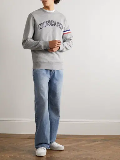 Moncler Logo-Print Striped Cotton-Jersey Sweatshirt - Men | Thumbnail 2