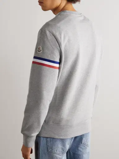 Moncler Logo-Print Striped Cotton-Jersey Sweatshirt - Men | Thumbnail 3