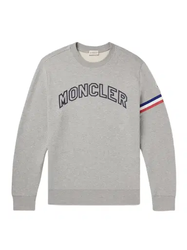 Moncler Logo-Print Striped Cotton-Jersey Sweatshirt - Men | Thumbnail 1
