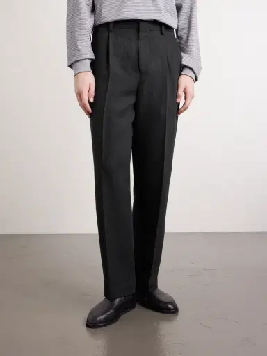 ATON Straight-Leg Pleated Linen and Wool-Blend Suit Trousers - Men | Thumbnail 3