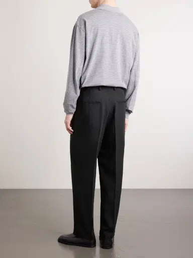 ATON Straight-Leg Pleated Linen and Wool-Blend Suit Trousers - Men | Thumbnail 4