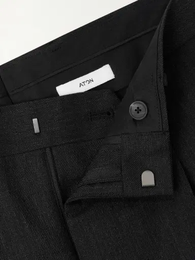ATON Straight-Leg Pleated Linen and Wool-Blend Suit Trousers - Men | Thumbnail 6