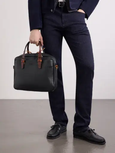 Bleu de Chauffe Folder Full-Grained Leather Briefcase - Men | Thumbnail 3 Bleu de Chauffe Folder Full-Grained Leather Briefcase - Men | Thumbnail 3