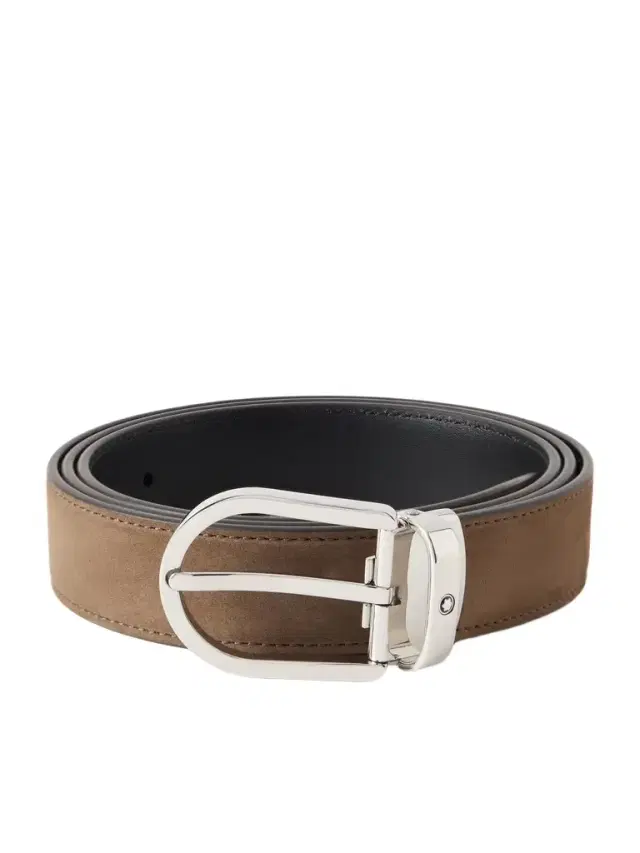 Montblanc 3cm Horseshoe Reversible Suede and Leather Belt - Men