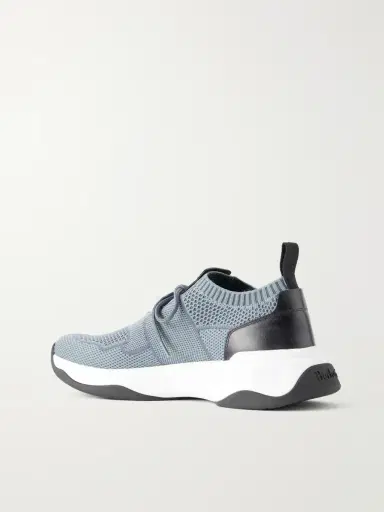 Berluti Shadow Leather-Trimmed Stretch-Knit Sneakers - Men | Thumbnail 4