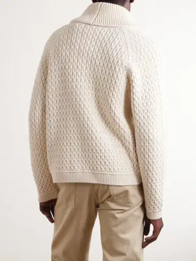 JW Anderson Honeycomb Cable-Knit Cotton-Blend Zip-Up Cardigan - Men | Thumbnail 4 JW Anderson Honeycomb Cable-Knit Cotton-Blend Zip-Up Cardigan - Men | Thumbnail 4