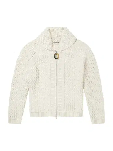 JW Anderson Honeycomb Cable-Knit Cotton-Blend Zip-Up Cardigan - Men | Thumbnail 1 JW Anderson Honeycomb Cable-Knit Cotton-Blend Zip-Up Cardigan - Men | Thumbnail 1