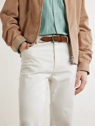 Anderson's 3.5 cm Leather-Trimmed Woven Belt - Men | Thumbnail 2 Anderson's 3.5 cm Leather-Trimmed Woven Belt - Men | Thumbnail 2