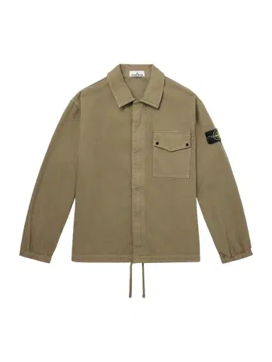 Stone Island Logo-Appliquéd Garment-Dyed Herringbone Cotton Shirt - Men | Thumbnail 1 Stone Island Logo-Appliquéd Garment-Dyed Herringbone Cotton Shirt - Men | Thumbnail 1