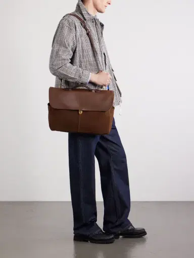 Bleu de Chauffe Charles Leather-Trimmed Suede Briefcase - Men | Thumbnail 3 Bleu de Chauffe Charles Leather-Trimmed Suede Briefcase - Men | Thumbnail 3