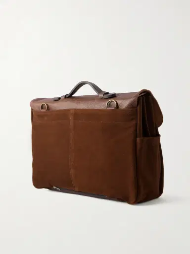 Bleu de Chauffe Charles Leather-Trimmed Suede Briefcase - Men | Thumbnail 4 Bleu de Chauffe Charles Leather-Trimmed Suede Briefcase - Men | Thumbnail 4