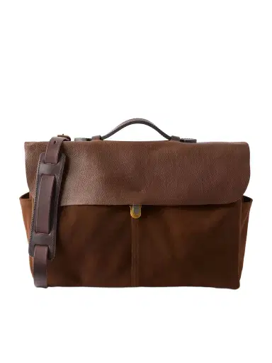 Bleu de Chauffe Charles Leather-Trimmed Suede Briefcase - Men | Thumbnail 1 Bleu de Chauffe Charles Leather-Trimmed Suede Briefcase - Men | Thumbnail 1