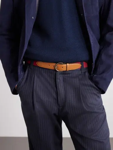 Anderson & Sheppard 3.5cm Leather-Trimmed Woven Belt - Men | Thumbnail 2 Anderson & Sheppard 3.5cm Leather-Trimmed Woven Belt - Men | Thumbnail 2