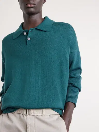 AMI PARIS Knitted Wool and Cotton-Blend Polo Sweater - Men | Thumbnail 6 AMI PARIS Knitted Wool and Cotton-Blend Polo Sweater - Men | Thumbnail 6