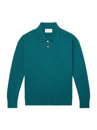 AMI PARIS Knitted Wool and Cotton-Blend Polo Sweater - Men | Thumbnail 1 AMI PARIS Knitted Wool and Cotton-Blend Polo Sweater - Men | Thumbnail 1