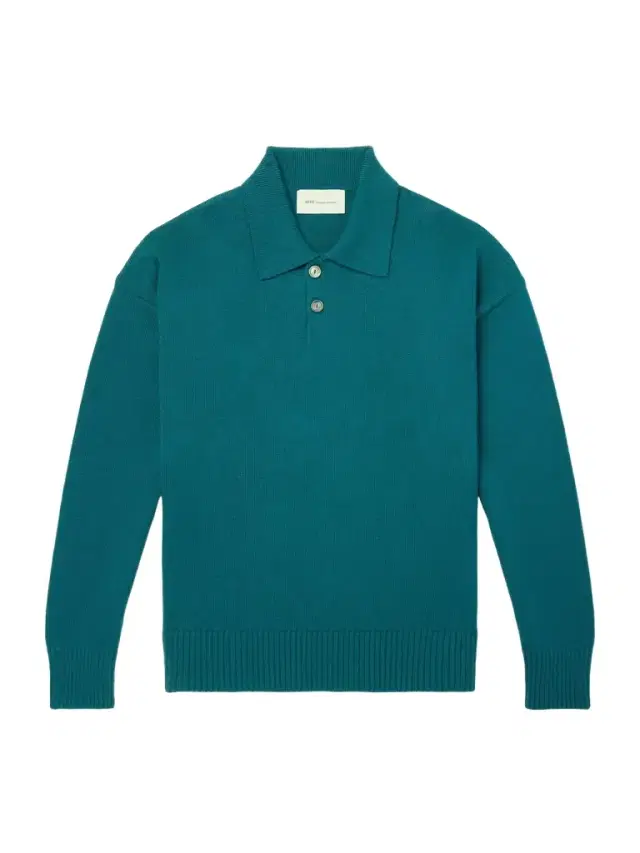 AMI PARIS Knitted Wool and Cotton-Blend Polo Sweater - Men