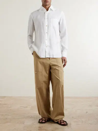 Kiton Straight Cut Linen Shirt - Men | Thumbnail 2