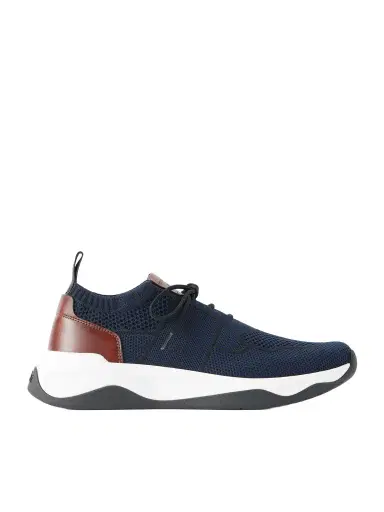 Berluti Shadow Leather-Trimmed Stretch-Knit Sneakers - Men | Thumbnail 1