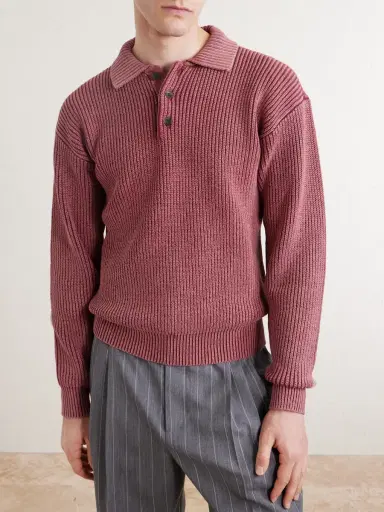 Aimé Leon Dore Knitted Cotton-Blend Polo Sweater - Men | Thumbnail 3