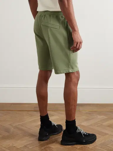 Stone Island Straight-Leg Garment-Dyed Organic Cotton-Fleece Drawstring Shorts - Men | Thumbnail 4 Stone Island Straight-Leg Garment-Dyed Organic Cotton-Fleece Drawstring Shorts - Men | Thumbnail 4