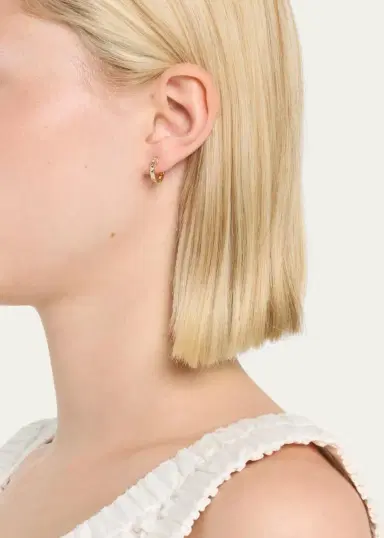 Sydney Evan 14k Baguette & Round-Cut Diamond Hoop Earrings | Thumbnail 2