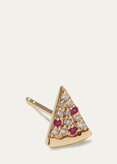 Sydney Evan 14k Diamond & Ruby Pizza Slice Earring, Single | Thumbnail 3 Sydney Evan 14k Diamond & Ruby Pizza Slice Earring, Single | Thumbnail 3