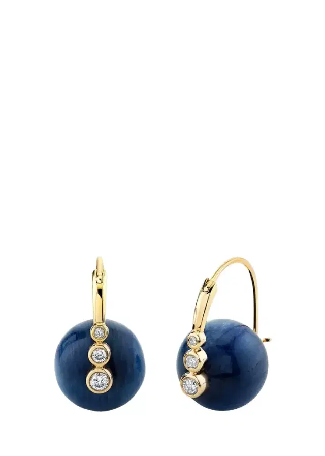 Sydney Evan 14K Yellow Gold 12mm Kyanite Luxuria Round Graduated Bezel Earrings