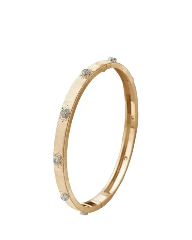 Buccellati Macri Classica 18K Yellow and White Gold Rigato Bracelet with Diamonds