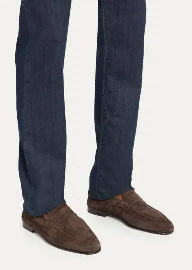 Bergdorf Goodman Men's Waterproof Suede Leather-Sole Penny Loafers | Thumbnail 2 Bergdorf Goodman Men's Waterproof Suede Leather-Sole Penny Loafers | Thumbnail 2