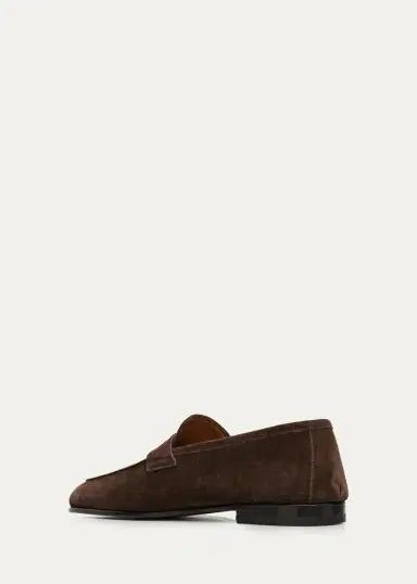 Bergdorf Goodman Men's Waterproof Suede Leather-Sole Penny Loafers | Thumbnail 4 Bergdorf Goodman Men's Waterproof Suede Leather-Sole Penny Loafers | Thumbnail 4