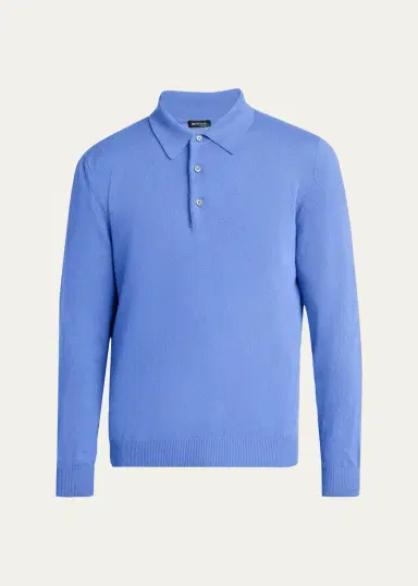Kiton Men's Vicuna Wool and Cashmere Polo Sweater | Thumbnail 6 Kiton Men's Vicuna Wool and Cashmere Polo Sweater | Thumbnail 6