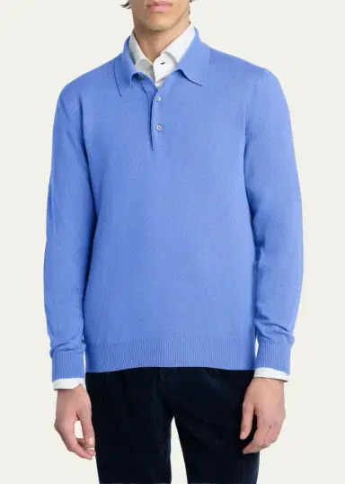 Kiton Men's Vicuna Wool and Cashmere Polo Sweater | Thumbnail 9 Kiton Men's Vicuna Wool and Cashmere Polo Sweater | Thumbnail 9