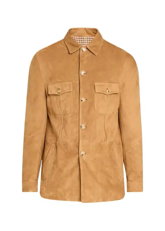 Cesare Attolini Men's Suede Check-Lined Shirt Jacket