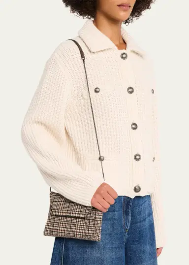 Brunello Cucinelli Duo Check Alpaca-Wool Clutch Bag | Thumbnail 2 Brunello Cucinelli Duo Check Alpaca-Wool Clutch Bag | Thumbnail 2